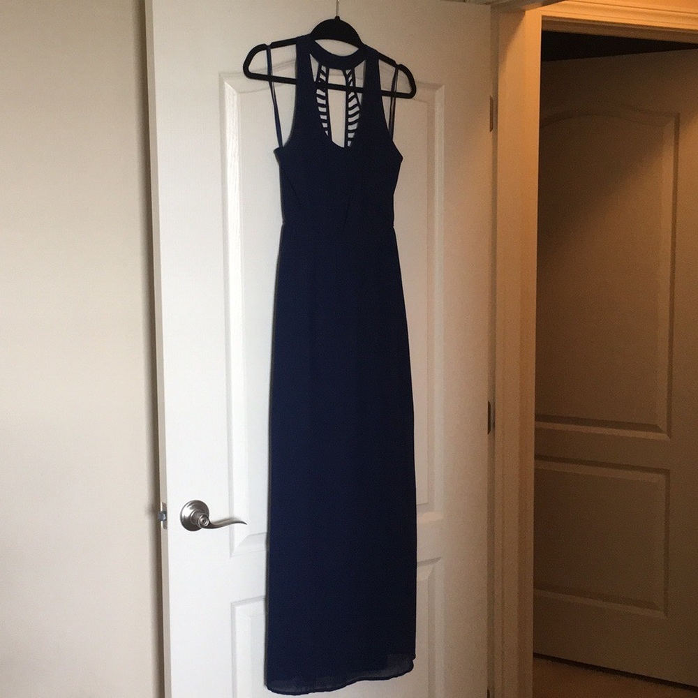 Navy Open Back Maxi Dress